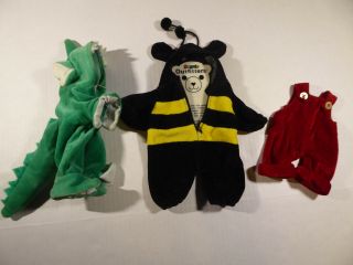 Beanie Outfitters Accessories: Dinosaur,  Bumble Bee & Overalls For Beanie Babies
