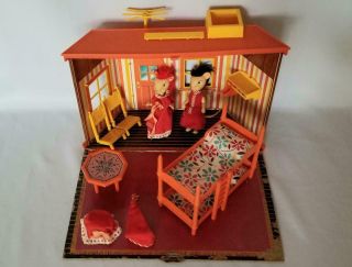 Vintage Remco Toys 1965 " Mr.  & Mrs.  Mouse House " Tv Jones Playmates Set Vgc