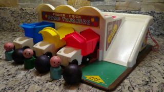 1965 Vintage Fisher Price Little People 979 Dump Truckers Playset Complete