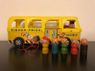 Vintage Fisher Price Little People (1962 - 1965) Safety School Bus 990 Wood Rare