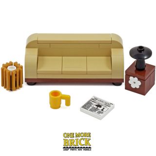 Lego Sofa Furniture Living Room/lounge - Lamp Table,  Bin,  Newspaper & Mug