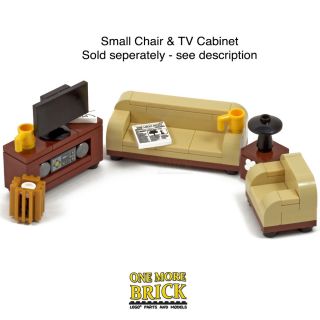 LEGO Sofa Furniture Living Room/Lounge - lamp table,  bin,  newspaper & mug 3