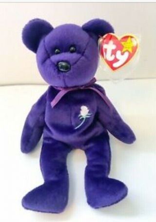 1997 Princess Diana Beanie Baby With Pe Pellets And Tag Case - Rare