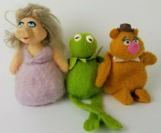 Vintage Kermit The Frog,  Miss Piggy,  Fozzie Bear 1979 Plush Bean Bag 864 865 867