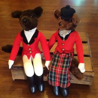 Aa Importing Mr & Mrs Fox Hunting Equestrian Plush Dolls 18 "