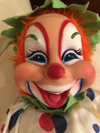 Vintage Rushton Rubber Face Clown Doll Stuffed Hard To Find Vintage Circus