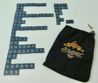 Scrabble 50th Anniversary Blue Replacement Game Letter Tiles (95) W/pouch Crafts
