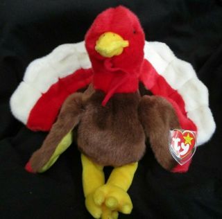 Ty Beanie Buddy Gobbles The Turkey Mwmt 9 " Tall Sitting Stuffed Animal