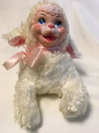 Bijou? Vintage Rubber Face Rare White Lamb Plush Stuffed Animal - Rushton Style