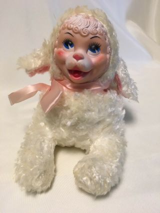 Bijou? Vintage Rubber Face Rare White Lamb Plush Stuffed Animal - Rushton Style 2
