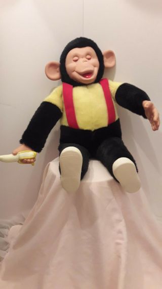 Vintage Mr Bim Zippy Rubber Faced Monkey Chimpanzee Stuffed Plush 15 " Tall