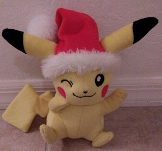 Pokemon Pikachu Plush Tomy Christmas Holiday Santa Hat 9 "