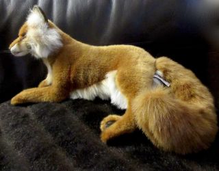 Htf Hansa Brown Fox Wildlife Stuffed Toy 21 " Vintage 2004 Lying Down - -