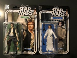 Star Wars Black Series 6 " 40th Anniversary Han Solo & Princess Leia.