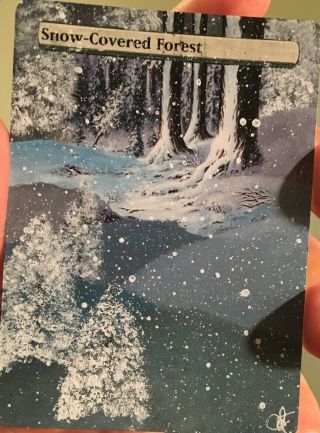 Mtg Altered Full Art Hand Painted Snow Covered Forest Magic The Gathering Card