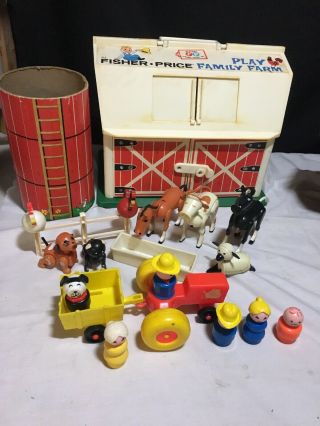 Vintage Fisher Price 1967 Little People Farm 915 With Rare Black Horse Smi
