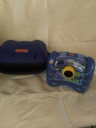 Fisher Price Digital 4x Zoom Photo/video Camera Blue Kid Tough With Case