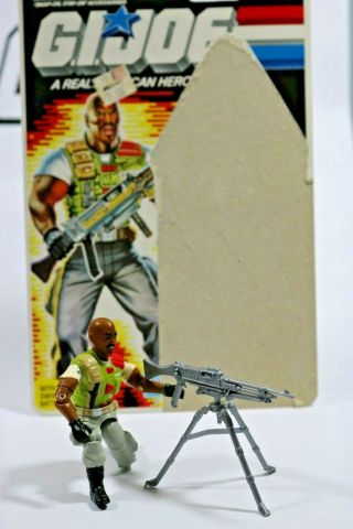 Gi Joe Arah 1986 Heavy Machine Gunner Roadblock 100 Complete W/ Full File Card