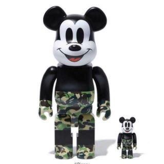 A Bathing Ape × Bearbrick X Mickey Mouse Be@rbrick 400％ & 100％ Green Medicom Toy