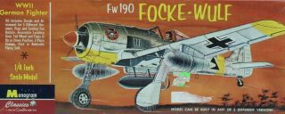 Monogram 1/4 " 1:48 Wwii Focke - Wulf Fw - 190 German Fighter Model Kit 85 - 0107u
