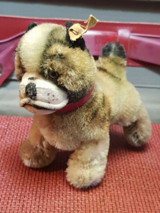 Vintage Steiff Bully The Dog Mohair Toy W Tag Mid Century Rare 40007/10