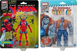 Marvel Legends 80th Anniversary Hulk Grey,  Deadpool X - Force 2 In A Pack In Hand