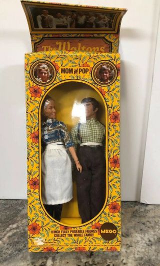 Rare Vtg Mego Boxed 8” 1974 The Waltons Mom & Dad Dolls Unplayed With -