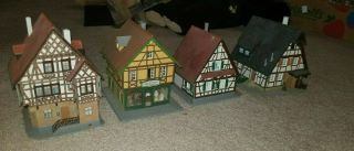 Kibri & Pola Set Of Four Vintage Ho Scale Completed Buildings For Train Layouts