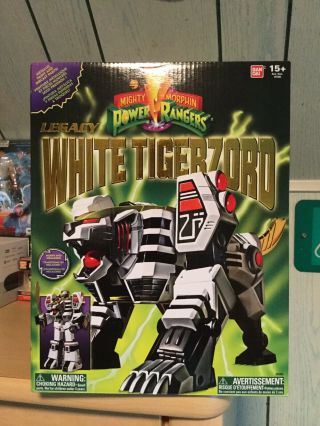 Bandai Mighty Morphin Power Rangers Legacy White Tigerzord Die Cast Figure Zord