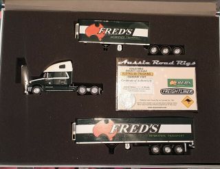 Rare B Double Freightliner Columbia 1:64 Aussie Road Rigs Freds Transport Aus