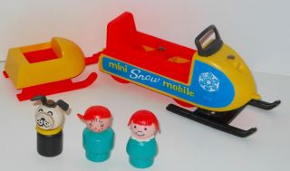 $5 Off Complete Vintage Fisher Price Little People Play Family Snow Mobile 705