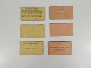 1935 Monopoly Replacement Parts - 12 Chance & 12 Community Chest Cards Only