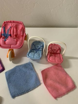 Fisher Price Loving Family Dollhouse Twins Baby Boy & Girl Crib Blanket Car Seat 3