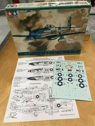 Tamiya 1/48 P - 51d Mustang 8th Air Force,  Extra Decals & Seat Belts Set Etc.