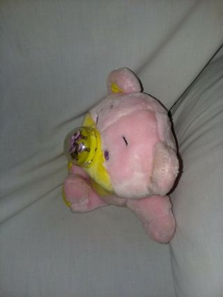 Plush Vintage Playskool Nosy Bear Pink Yellow with Butterfly in Nose 80 ' s Nosey 3