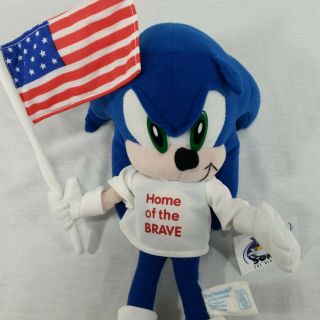 Sonic the Hedgehog Plush Patriotic American Flag USA Toy Network Sega Rare Toy 2