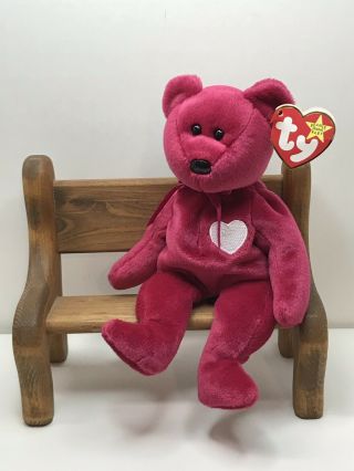 Ty Beanie Baby Valentina The Bear With Tag Retired Dob: February 14th,  1998