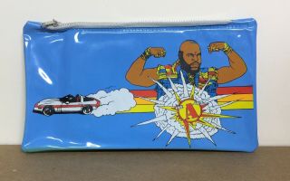 Rare Mr T And The A - Team Pencil Bag/case Plastic 1983 Blue Un Zip Top