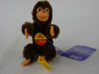 Vintage Steiff Monkey Chimp " Jacko " With Button & Tag 0020/11,  3 1/2 " Tall