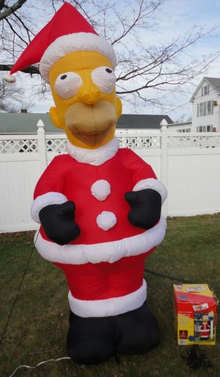 2002 Gemmy Homer Simpson Inflatable Christmas Display.  8 Feet Tall.