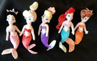 The Little Mermaid Ariel & Her Sisters Disney Store Princess Plush 8” Set Of 5