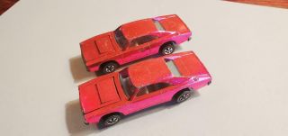 Hotwheels Redlines (pair) Hot Pink Custom Dodge Chargers