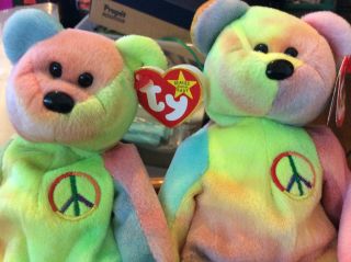 3 TY Peace Bears February 1 1996.  Pretty Colors. 3