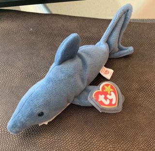 1st Generation Ty Beanie Baby Crunch Shark Major Errors 1996 Retired Mwmt