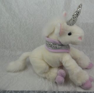 Commonwealth Unicorn White Purple 14 " Silver Horn Plush Stuffed Animal Toy Doll