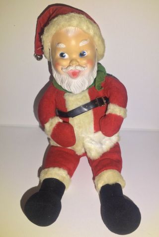 Vtg 1950s Gund Wind Up Rubber Face Laughing " Hohoho " Santa 