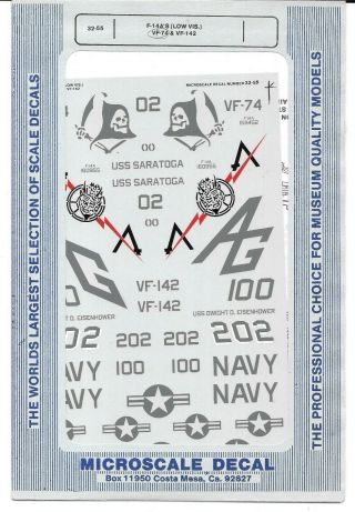 Open Envelope Microscale F - 14a Tomcat (low Viz) Decals 1/32 55 Vf - 74,  Vf - 142