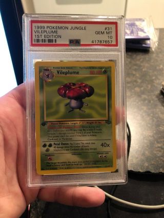 1st Ed Vileplume Non - Holo Rare Pokemon Card 31/64 Jungle Set Psa 10 Gem