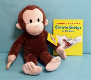 Kohls Cares Curious George Plush 15 " Stuffed Animal Toy Has Tags,  Hc Book
