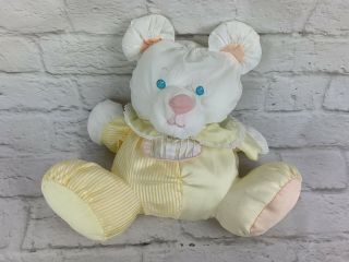 Vintage 1988 Fisher Price Baby Puffalump Yellow Plush Bear Cub W/ Rattle